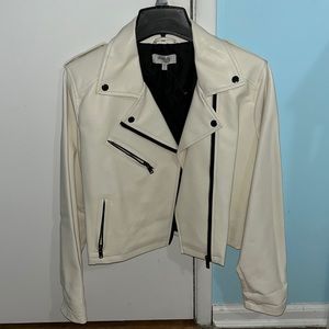Charlotte Russe White and Black Leather Biker Jacket